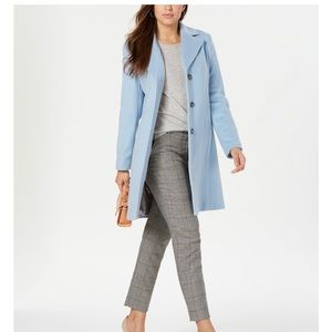 Calvin Klein Women's Single-Breasted Coat Size 18 Pastel Blue Cashmere Bld $400